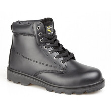 (12 UK, Black) Grafters Mens Padded Leather Safety Boots