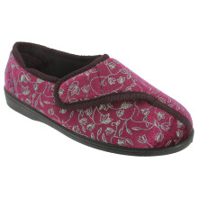 (5 UK, Wine) Zedzzz Womens/Ladies Janice Touch Fastening Floral Slippers