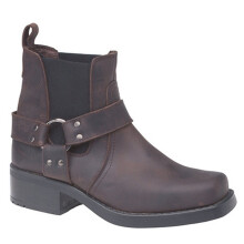 (9 UK, Brown) Woodland Mens Low Harley Gusset Harness Leather Boots