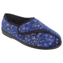 (4 UK, Navy Blue) Zedzzz Womens/Ladies Janice Touch Fastening Floral Slippers