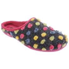 (9 UK, Fuchsia/Multi) Sleepers Womens/Ladies Amy Spotted Knit Mule Slippers
