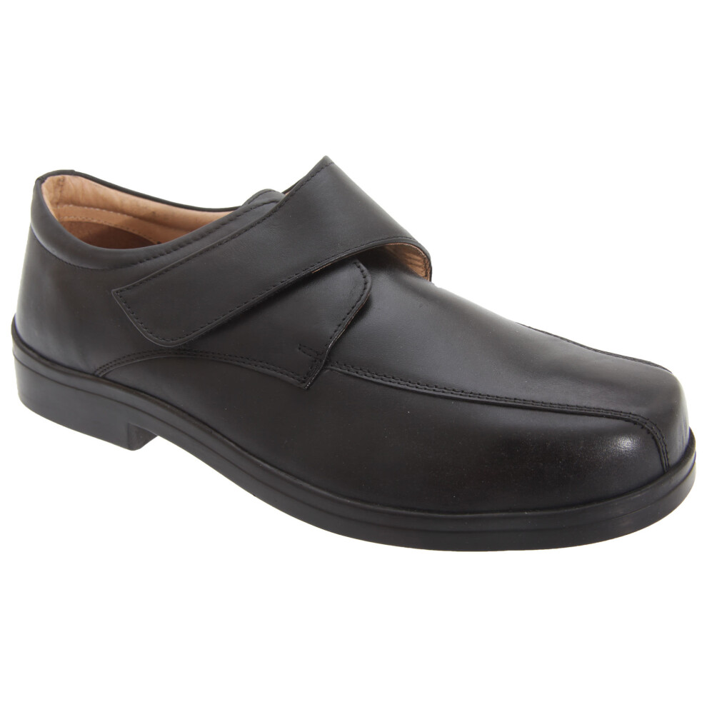 (12 UK, Black) Roamers Mens XXX Extra Wide Touch Fastening Tramline Casual Shoes