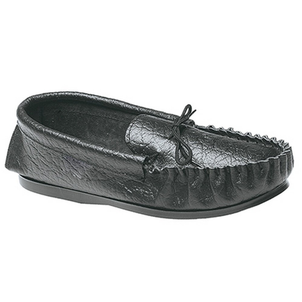 (11 UK, Black) Mokkers Mens Gordon Softie Leather Moccasin Slippers