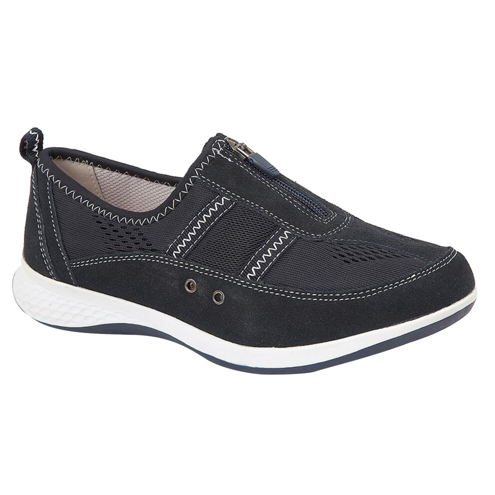 (6 UK, Navy) Boulevard Womens/Ladies Suede/Textile Shoes-image-OPC-P55J5TS-NEW