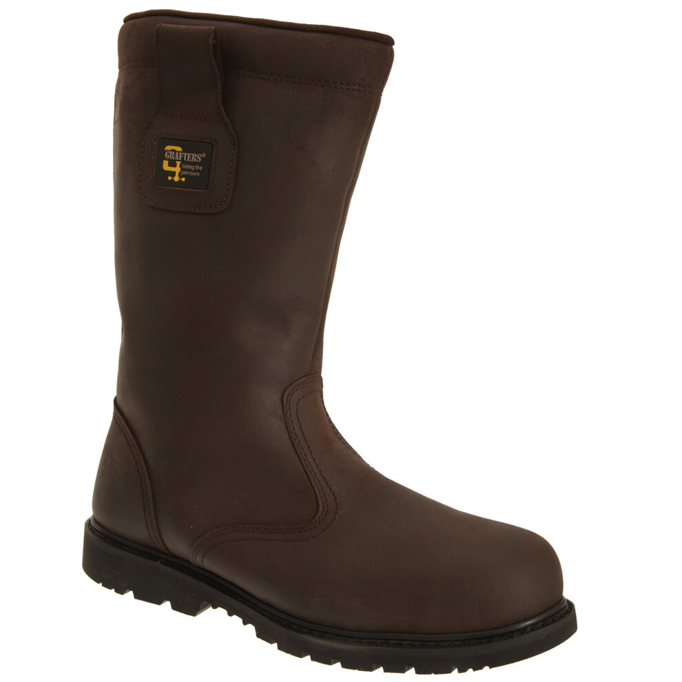 (15 Uk, Brown Crazy Horse) Grafters Mens Safety Toe Cap Rigger Boots 5050703165433