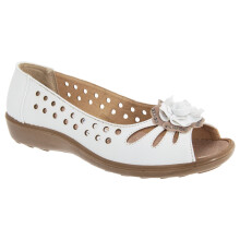 (6 UK, White) Boulevard Womens/Ladies Punched Open Toe Flower Casual Shoes