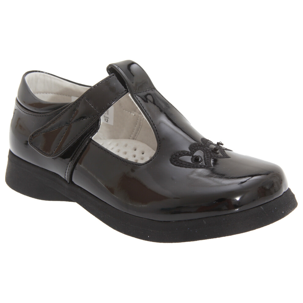 (9 UK, Black Patent) Boulevard Girls Touch Fastening T Bar Shoes