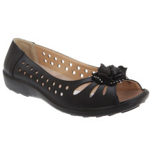 (5 UK, Black) Boulevard Womens/Ladies Punched Open Toe Flower Casual Shoes
