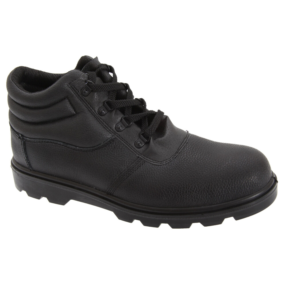 (5.5 Uk, Black) Grafters Mens Grain Leather Treaded Safety Toe Cap Boots 5050703153799
