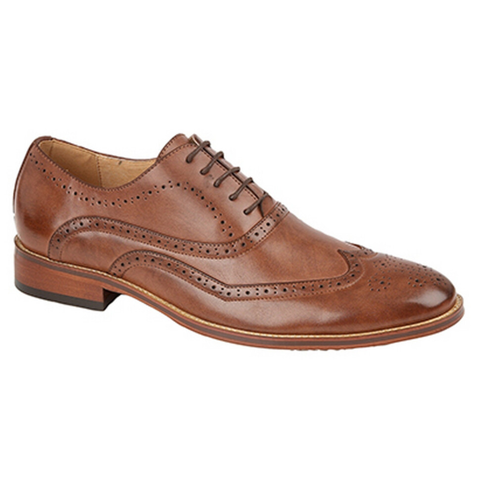 (10 UK, Mid Brown) Goor Mens 5 Eye Wing Capped Oxford Brogues