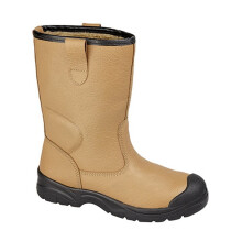 (8 UK, Tan) Grafters Mens Scuff Toe Cap Safety Leather Rigger Boots