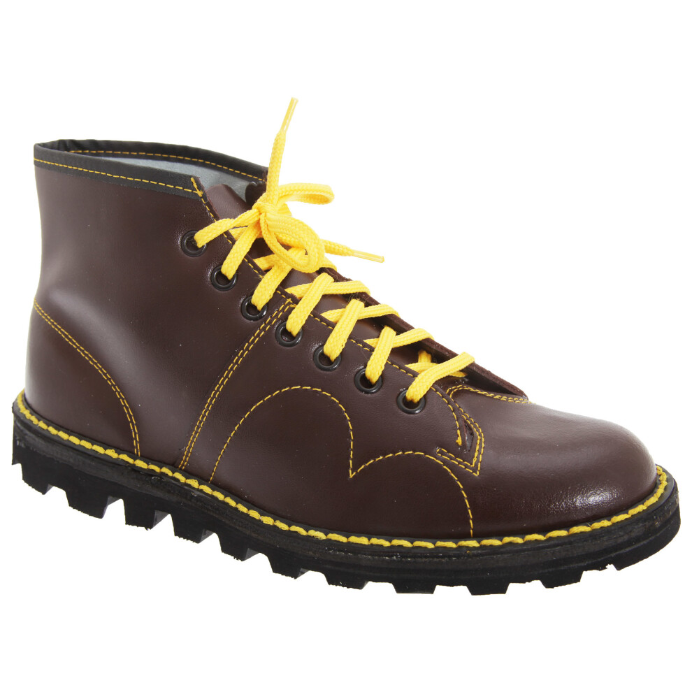 (8 UK, Wine) Grafters Mens Original Coated Leather Retro Monkey Boots