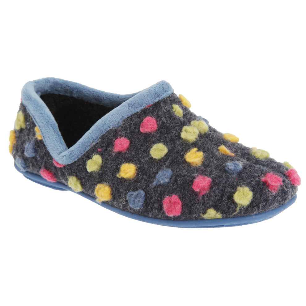 (5 UK, Light Blue/Multi) Sleepers Womens/Ladies Jade Dotted Full Slippers