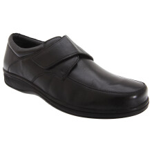 (12 UK, Black) Roamers Mens Fuller Fitting Superlight Touch Fastening Leather Shoes