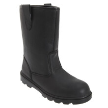 (9 UK, Black) Grafters Mens Leather Safety Rigger Treaded Sole Toe Cap Boots