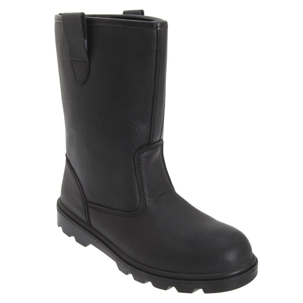 Grafters (9 Uk, ) Mens Leather Safety Rigger Treaded Sole Toe Cap Boots Black
