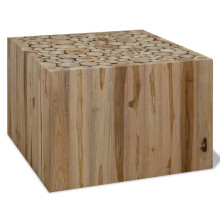 vidaXL Genuine Teak Coffee Table 50x50x35cm Beige Side Living Room Furniture