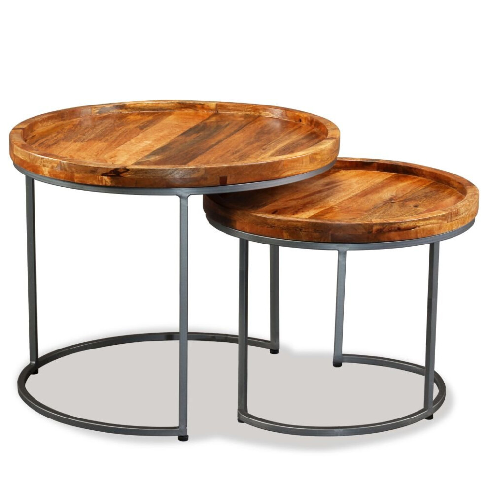 Vidaxl 2 Piece Solid Mango Wood Side Table Set Nightstand Stand Furniture