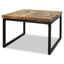 vidaXL Teak Coffee Table Resin 60x60x40cm Black Living Room Furniture Stand