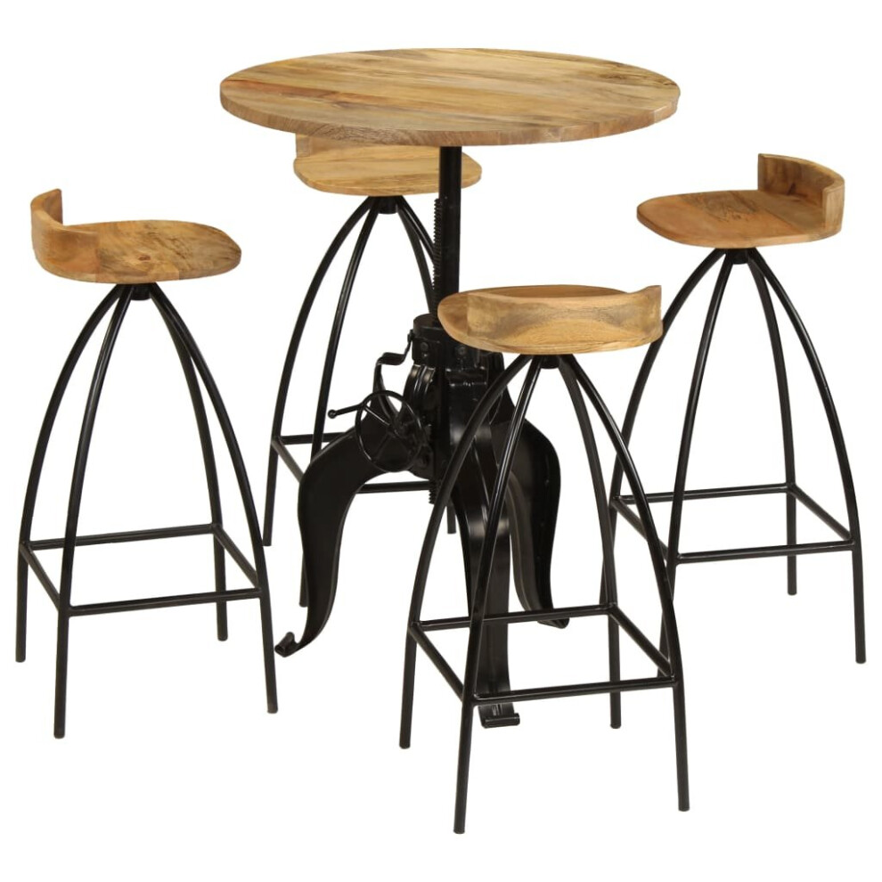 vidaXL Solid Mango Wood Bar Set 5 Piece Kitchen Dining Furniture Table Chair
