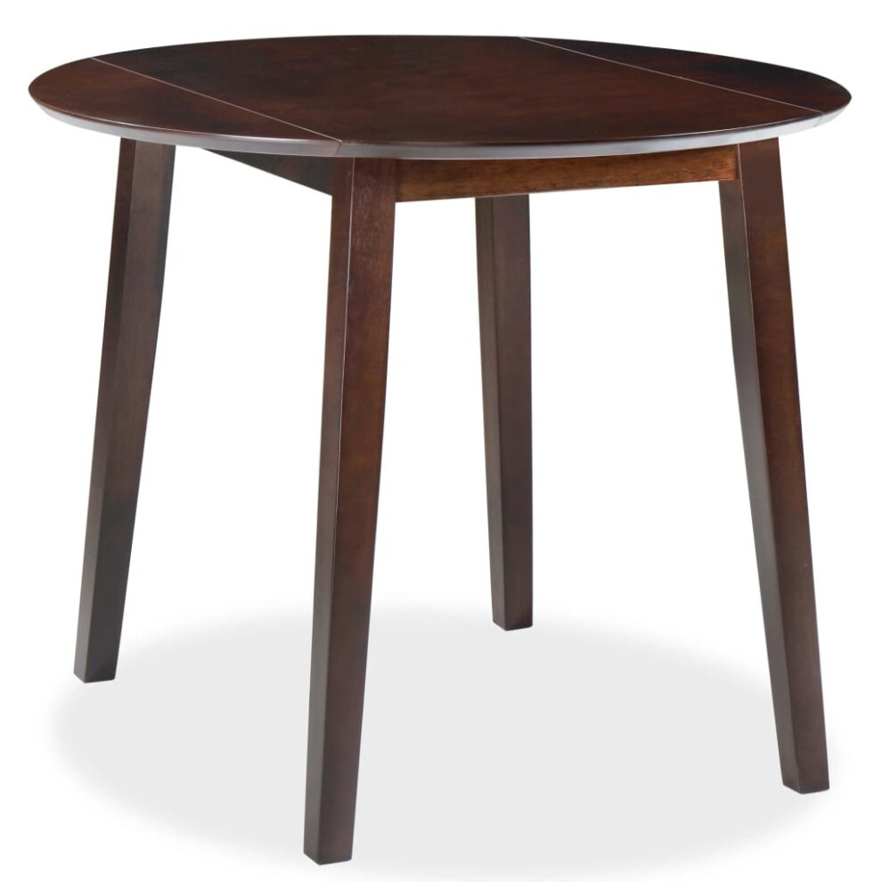 Vidaxl Drop-Leaf Dining Table Round Mdf Brown Space Saving Kitchen Furniture