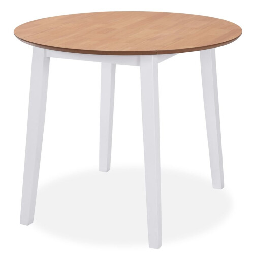 VidaXL vidaXL Drop-leaf Dining Table Round MDF White Space Saving Kitchen Furniture