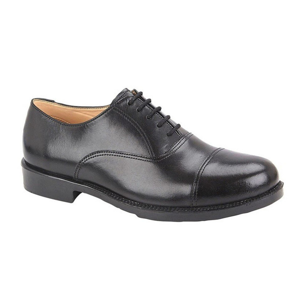 (11 UK, Black) Grafters Mens Leather Capped Oxford Laced Cadet Shoe