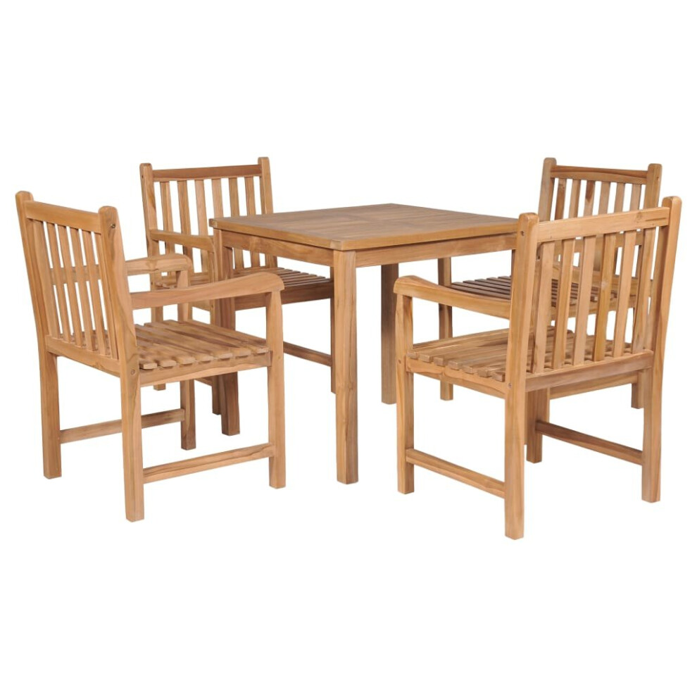 vidaXL Solid Teak Wood 5 Piece Outdoor Dining Set Garden Furniture Table Chair