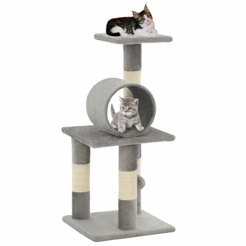 vidaXL Cat Tree with Sisal Scratching Posts 65cm Grey Furniture Play Tower