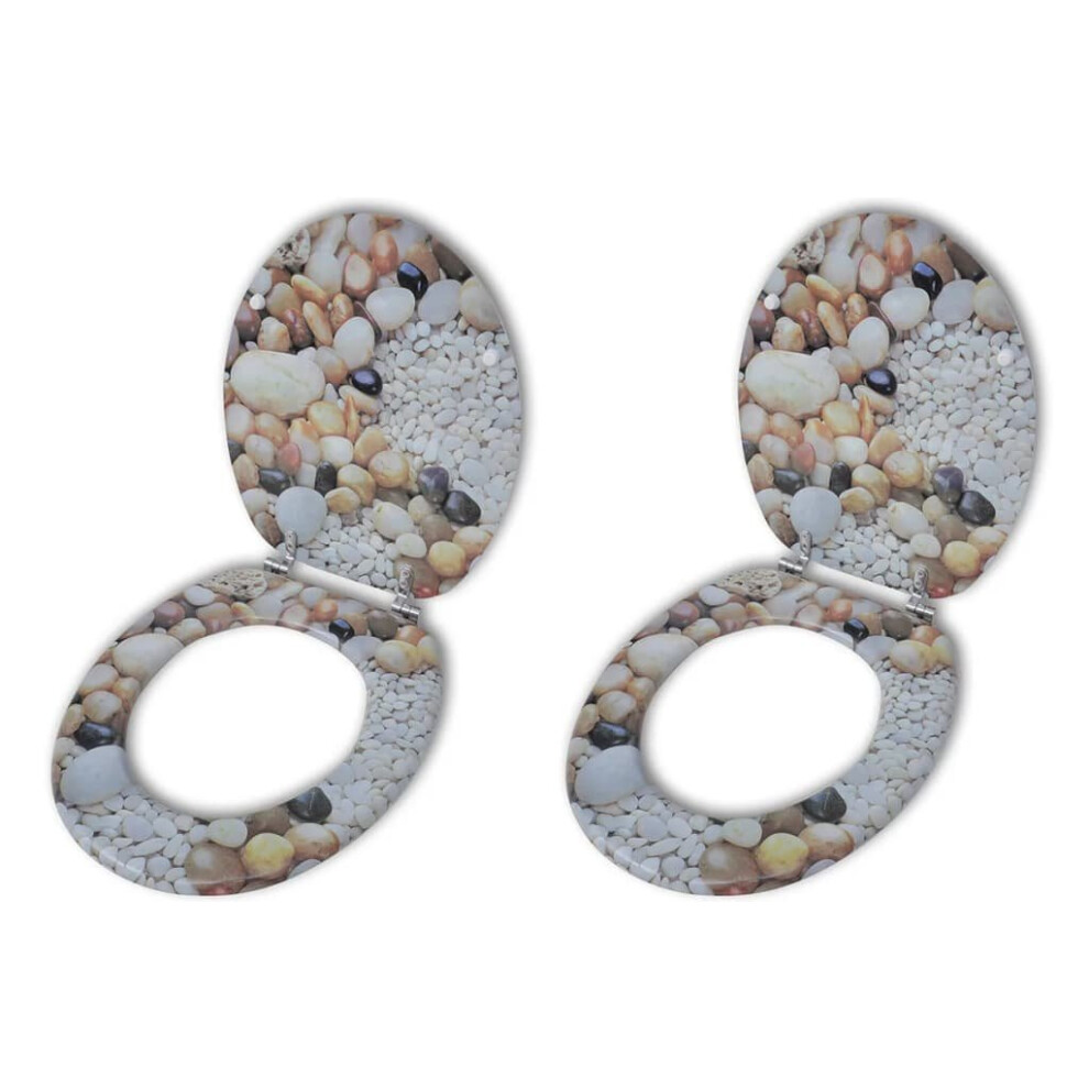 vidaXL 2x Toilet Seats with Lids MDF Pebbles Bathroom WC Accessory