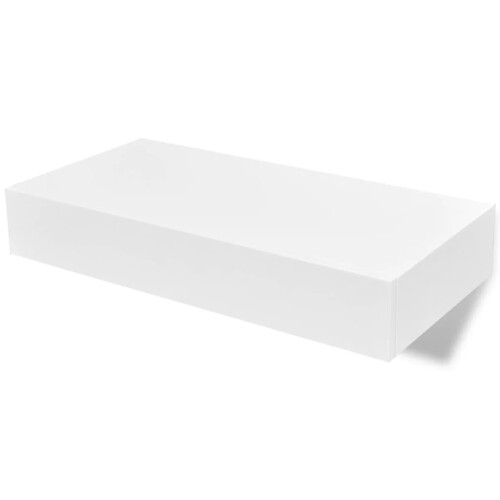 VidaXL vidaXL 2x Floating Wall Shelves with Drawers White 48cm Hanging Display Unit 1