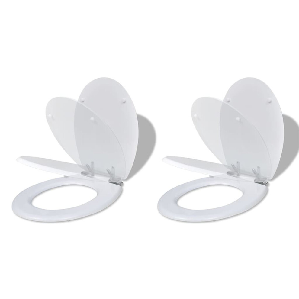 vidaXL 2x Toilet Seats with Soft Close Lids MDF White Bathroom WC Accessory
