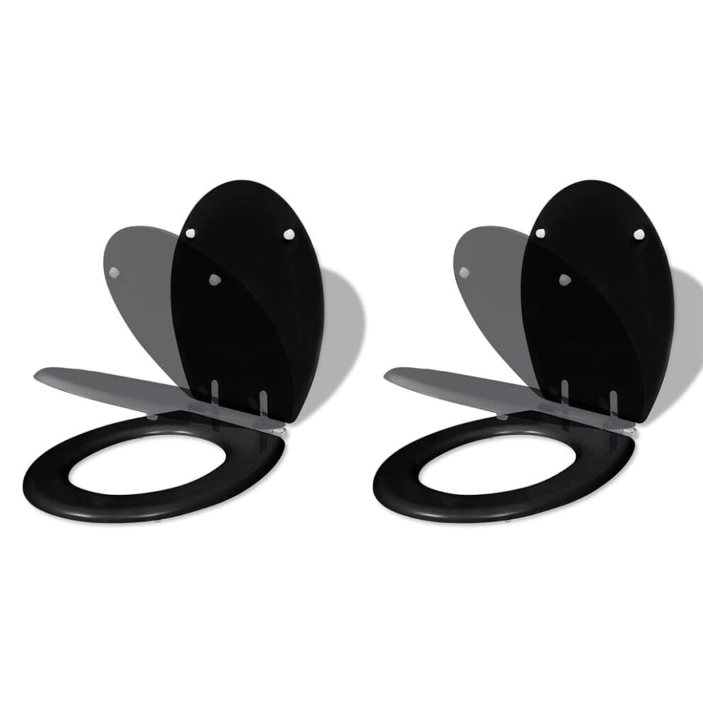 vidaXL 2x Toilet Seats with Soft Close Lids MDF Black Bathroom WC Accessory