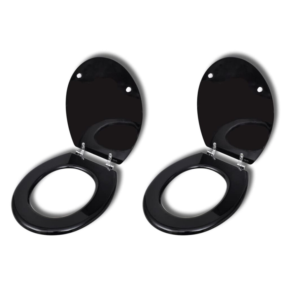 Vidaxl 2X Toilet Seats With Lids Mdf Black Bathroom Wc Accessory