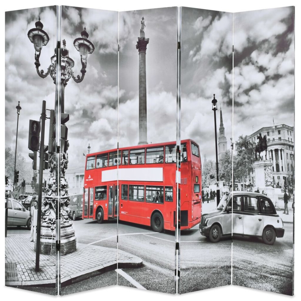 vidaXL Folding Room Divider 200x170cm London Bus Black and White Paravent-image-OPC-P55JXTQ-NEW