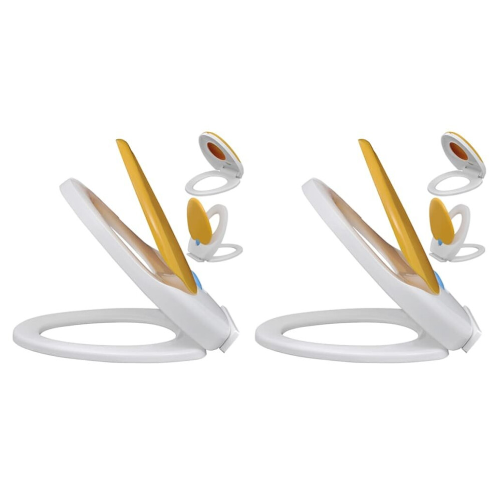 Vidaxl 2X Toilet Seats With Soft Close Lids Plastic White And Yellow Bathroom
