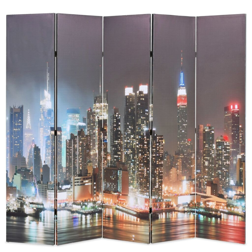 vidaXL Folding Room Divider 200x170cm New York by Night Home Paravent Screen-image-OPC-P55JXV6-NEW