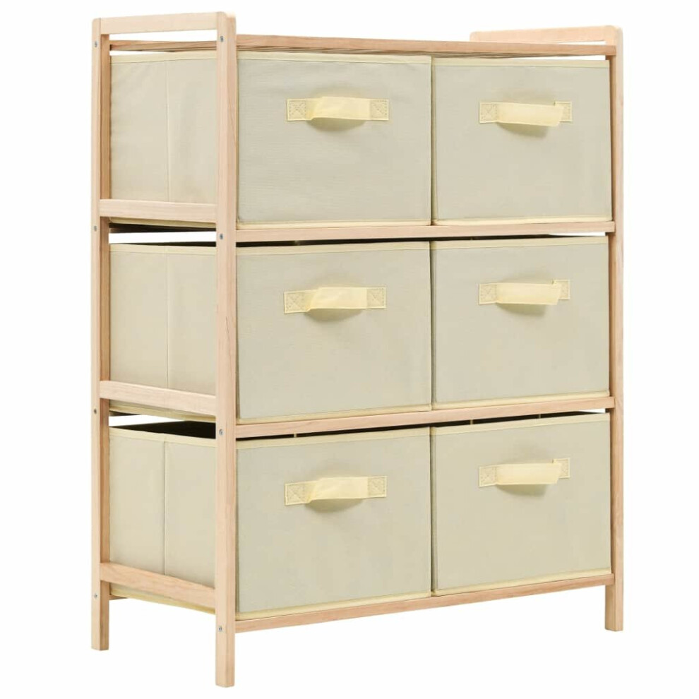 vidaXL Storage Rack with 6 Fabric Baskets Cedar Wood Beige Cabinet Drawer Unit