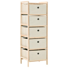 vidaXL Storage Rack with 5 Fabric Baskets Cedar Wood Beige Drawer Unit Cabinet