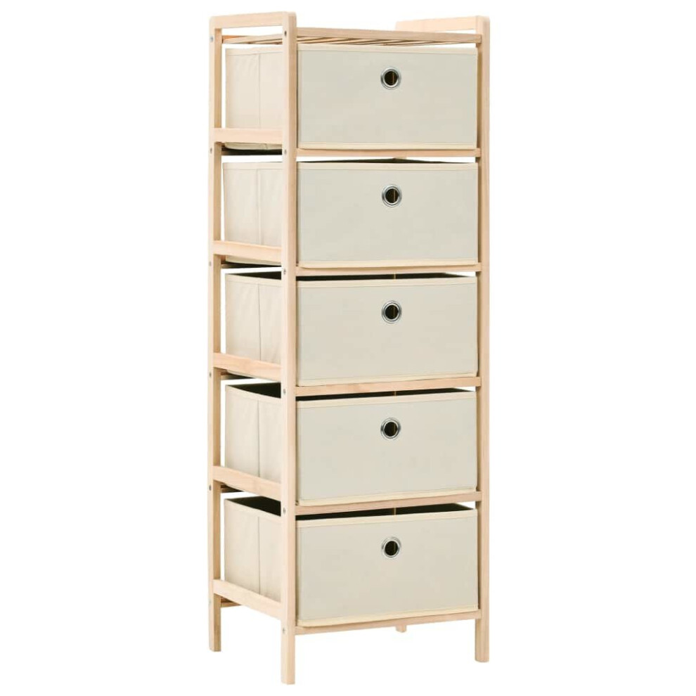 vidaXL Storage Rack with 5 Fabric Baskets Cedar Wood Beige Drawer Unit Cabinet