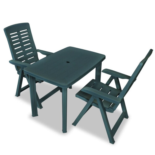 vidaXL Outdoor Bistro Set 3 Piece 101x68x72cm Green Garden Table Folding Chair