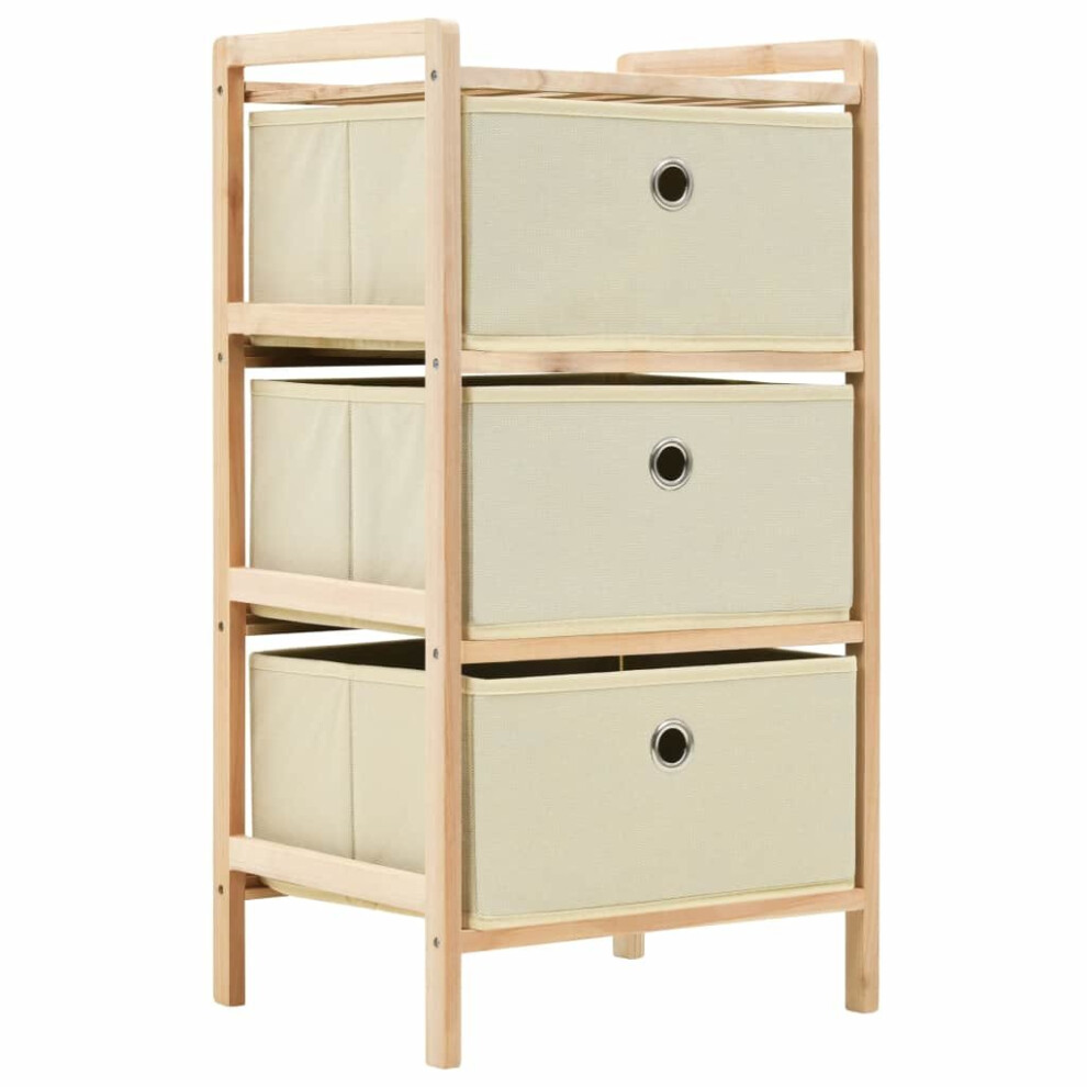 Vidaxl Storage Rack With 3 Nonwoven Baskets Cedar Wood Beige Standing Cabinet