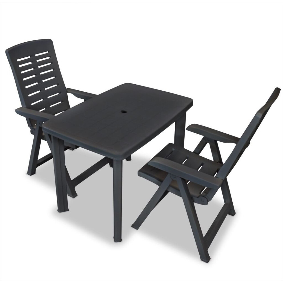 vidaXL Outdoor Bistro Set 3 Piece 101x68x72cm Anthracite Table Folding Chair