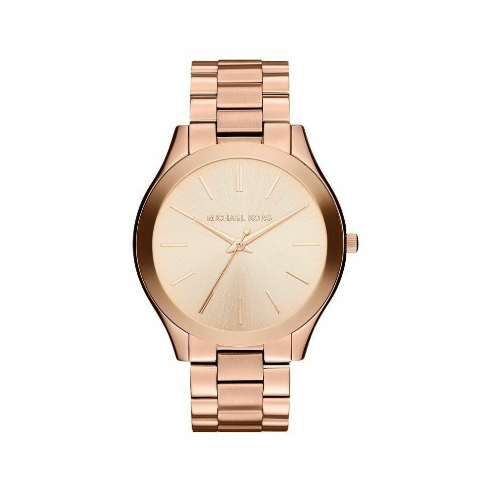 Michael Kors Runway Ladies Glitz Rose Tone Slim Watch Mk3197 Gold