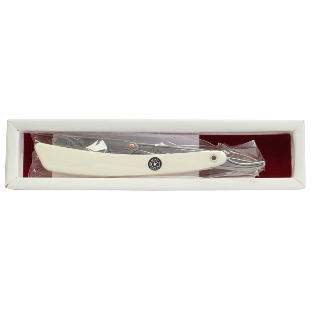 Parker 34R Stainless Steel White Handled Cut Throat