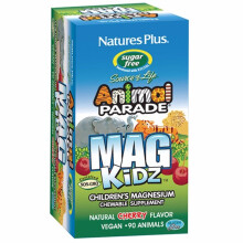 NaturesPlus, MagKidz, Animal Parade, Magnésium à Croquer pour Enfants, Cerise, 90 Comprimés en Forme d'Animaux