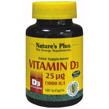 NaturesPlus, Vitamine D3, 1 000 UI (25 mcg), 180 Gélules molles