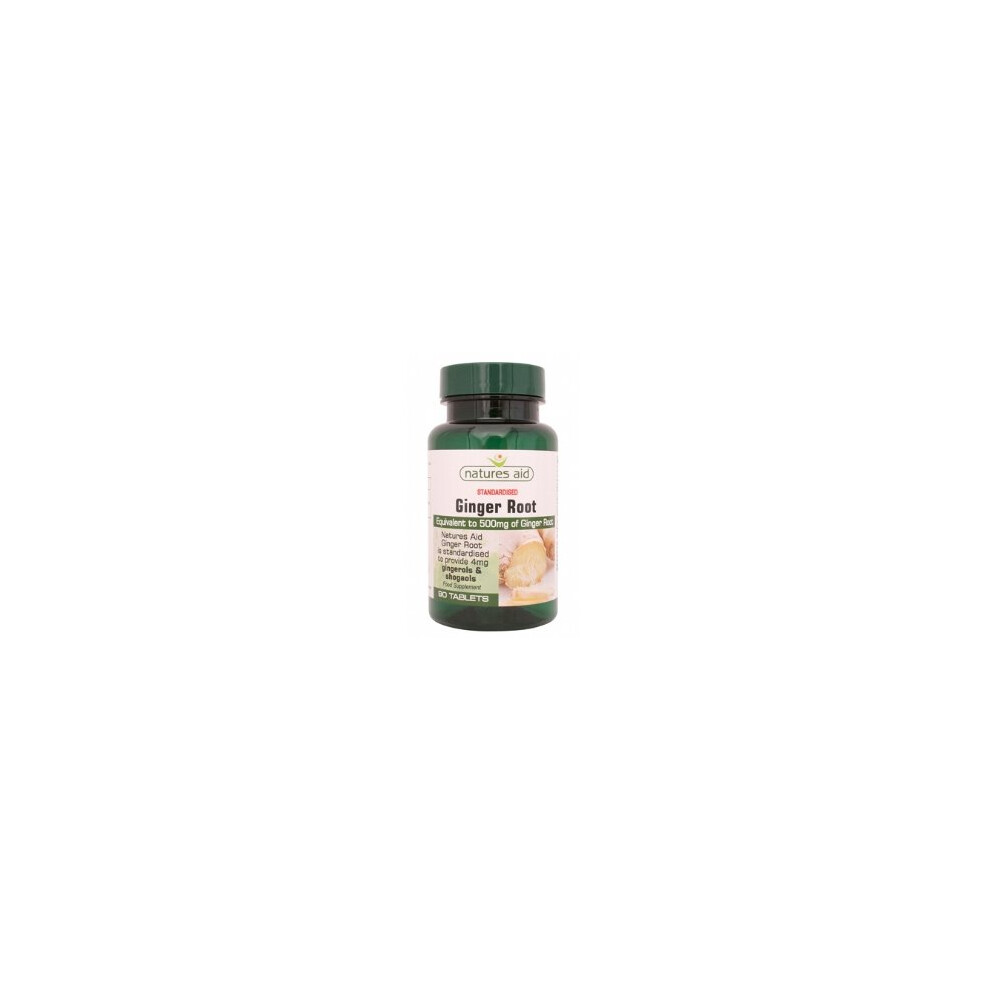 Natures Aid Ginger 500mg, 90 Tablets. Suitable for Vegans.