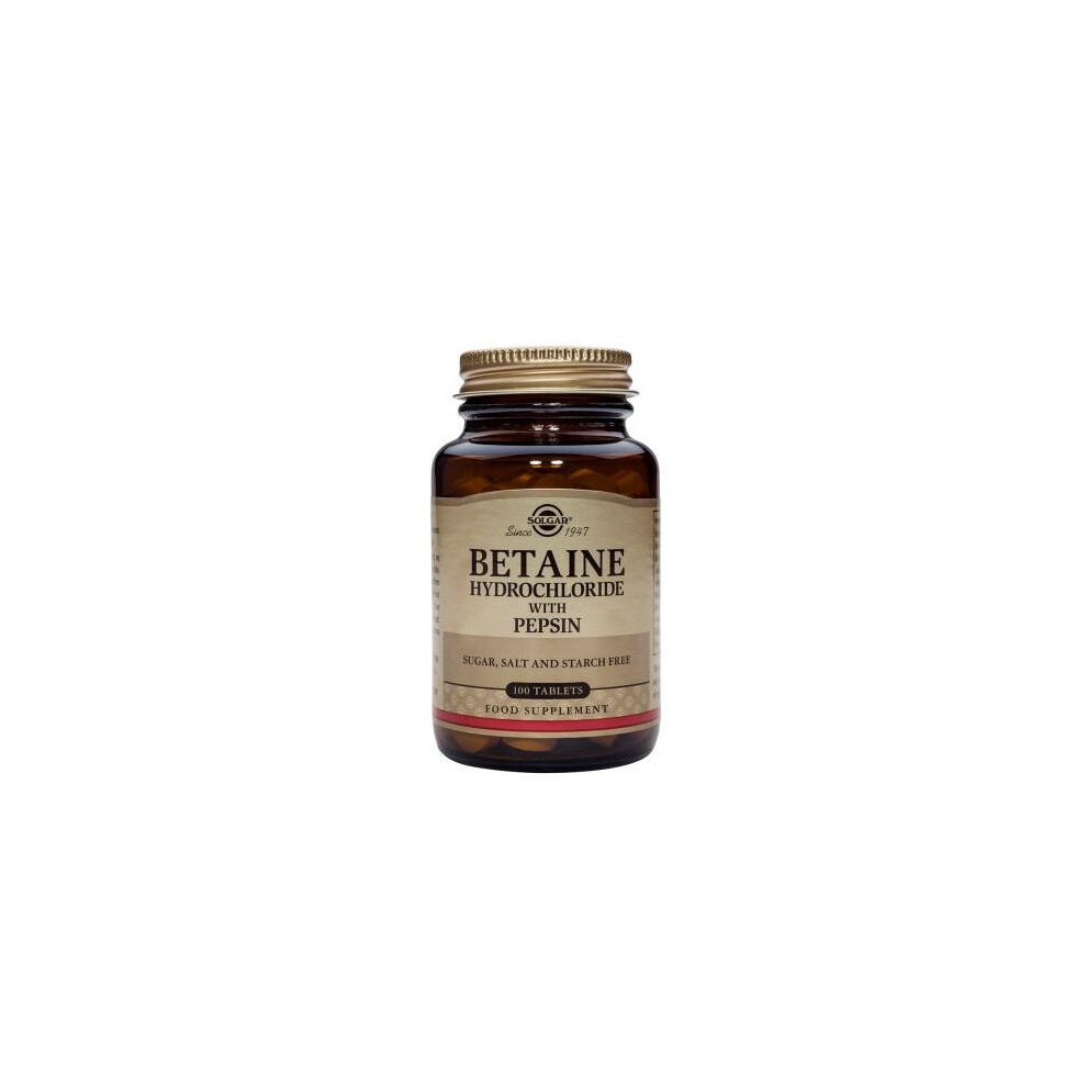 Solgar Betaine Hydrochloride with Pepsin Tablets, 100