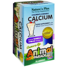 NaturesPlus, Animal Parade, Calcium, Complément à Croquer pour Enfants, Vanille Sundae, 90 Comprimés en Forme d'Animaux